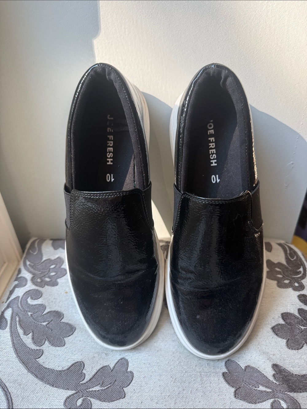 JOE FRESH Black Patent Slip-On Sneakers